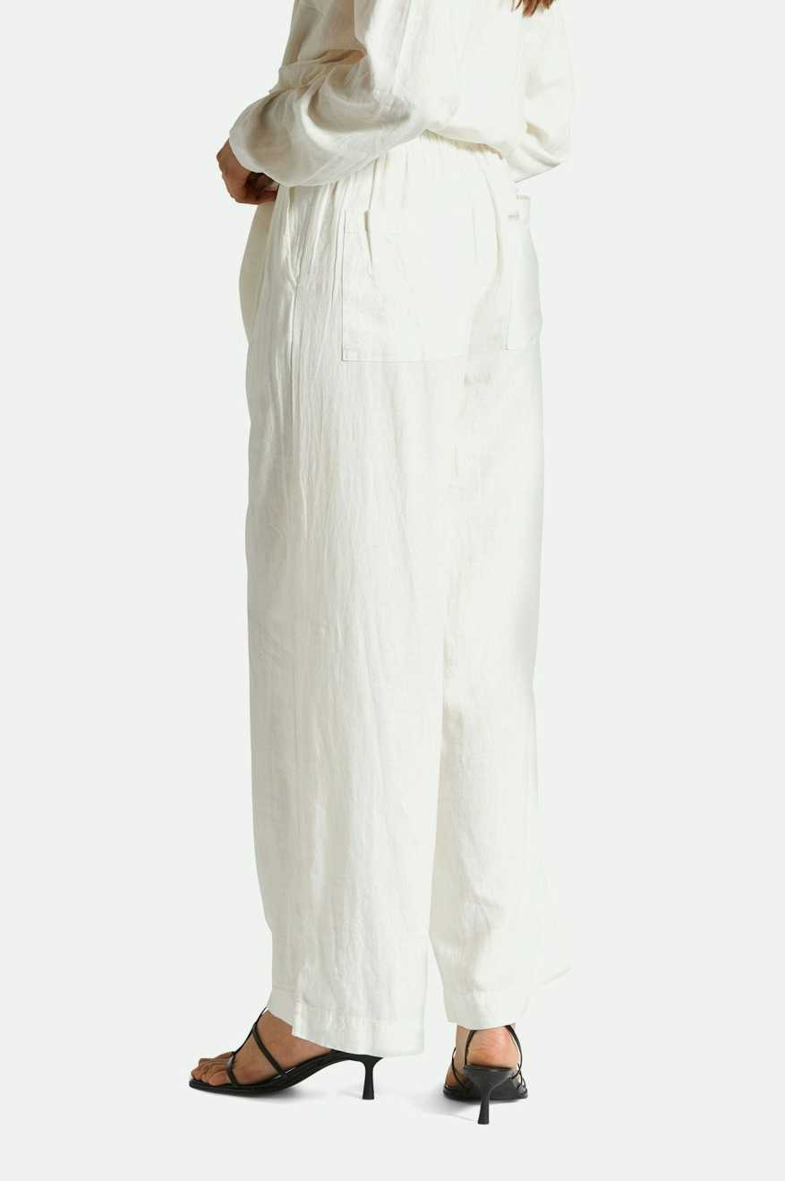 Women's Vintage Linen Blend Wide Leg Pant - Off White