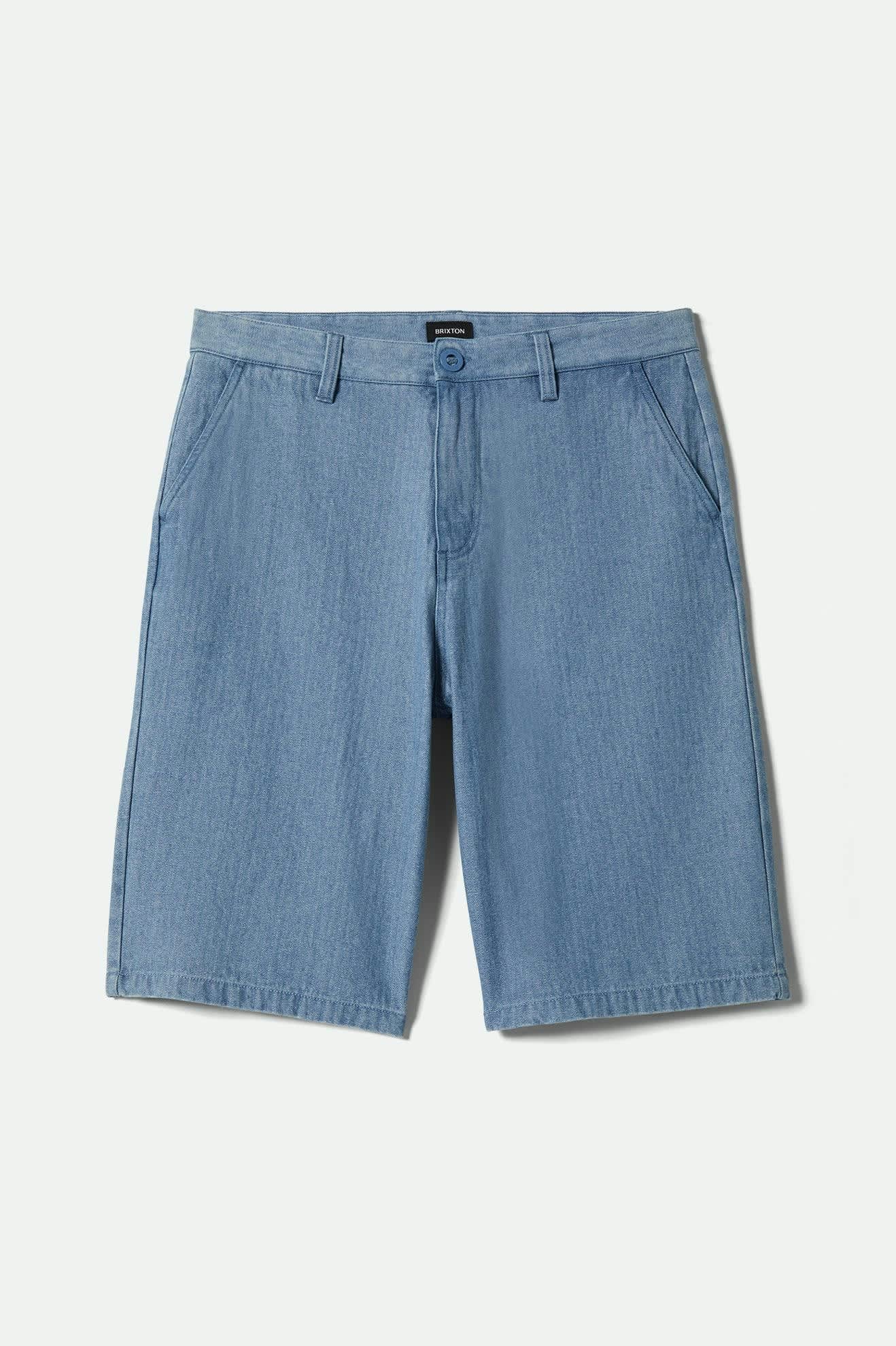 Choice Chino Baggy Short - Light Wash Denim Herringbone