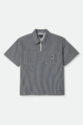 Journey Lightweight 1/2 Zip Cropped Short Sleeve Shirt - Navy/White Stripe
