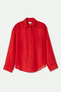 Women's East Side Boxy L/S Button Down - Crimson