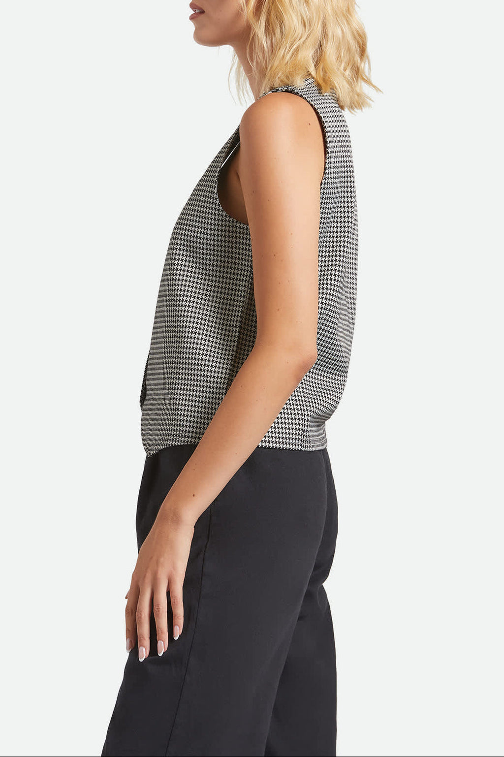 Houndstooth Leisure Vest - Winter White/Black