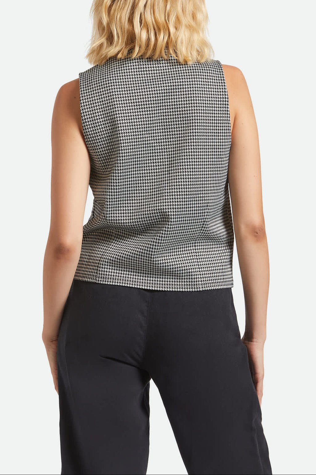 Houndstooth Leisure Vest - Winter White/Black