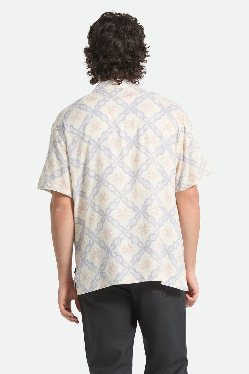 Bunker Slub Short Sleeve Shirt - Off White/Blue Tile
