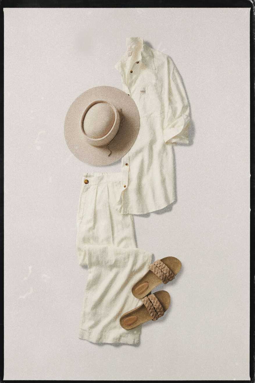 Women's Vintage Linen Blend Wide Leg Pant - Off White