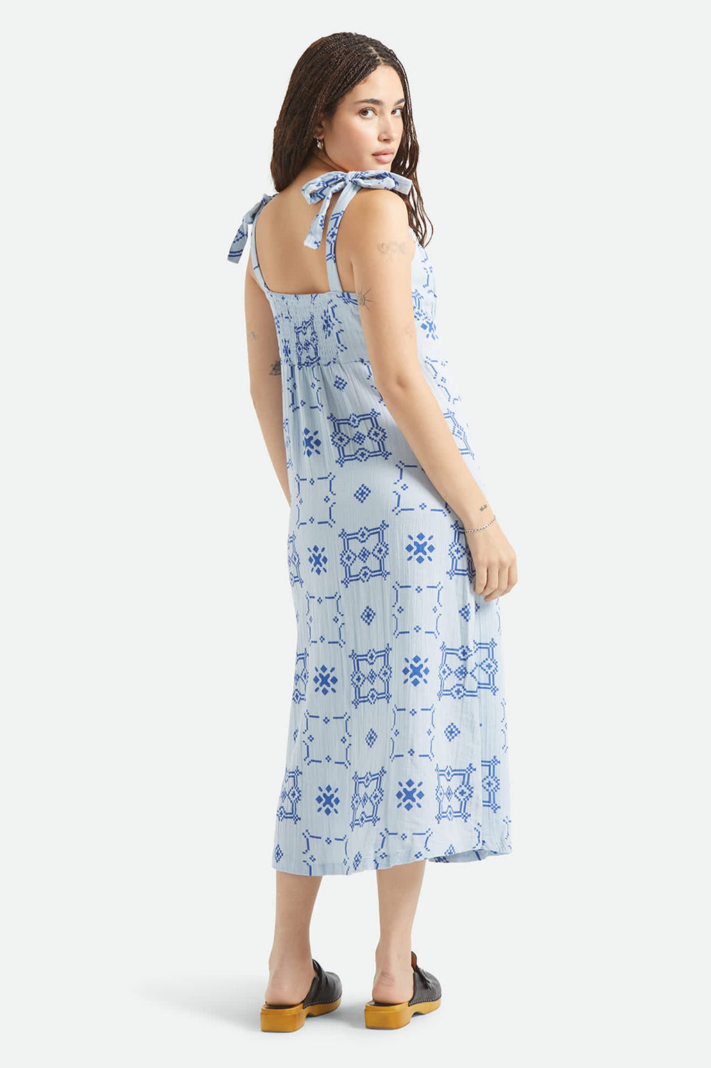 The Tie Dress - Aura Blue Tile Print