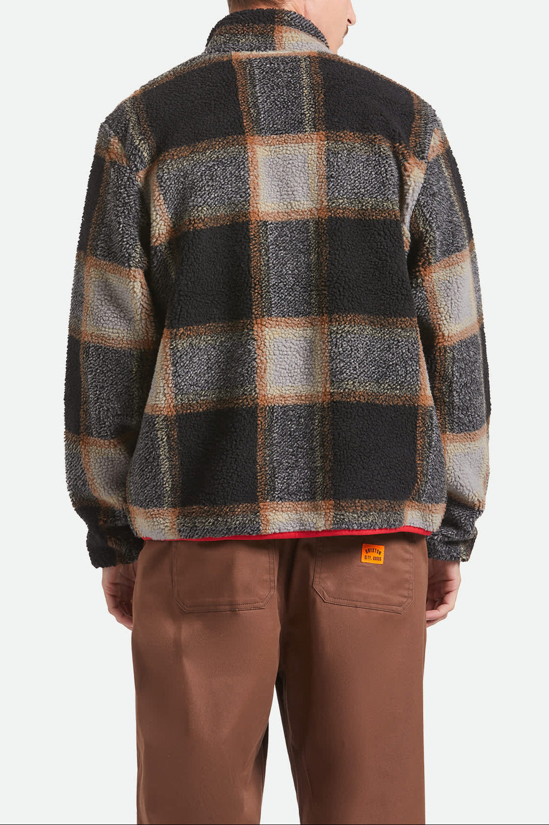 Buffalo Plaid Sherpa Full Zip Jacket - Black/Cream