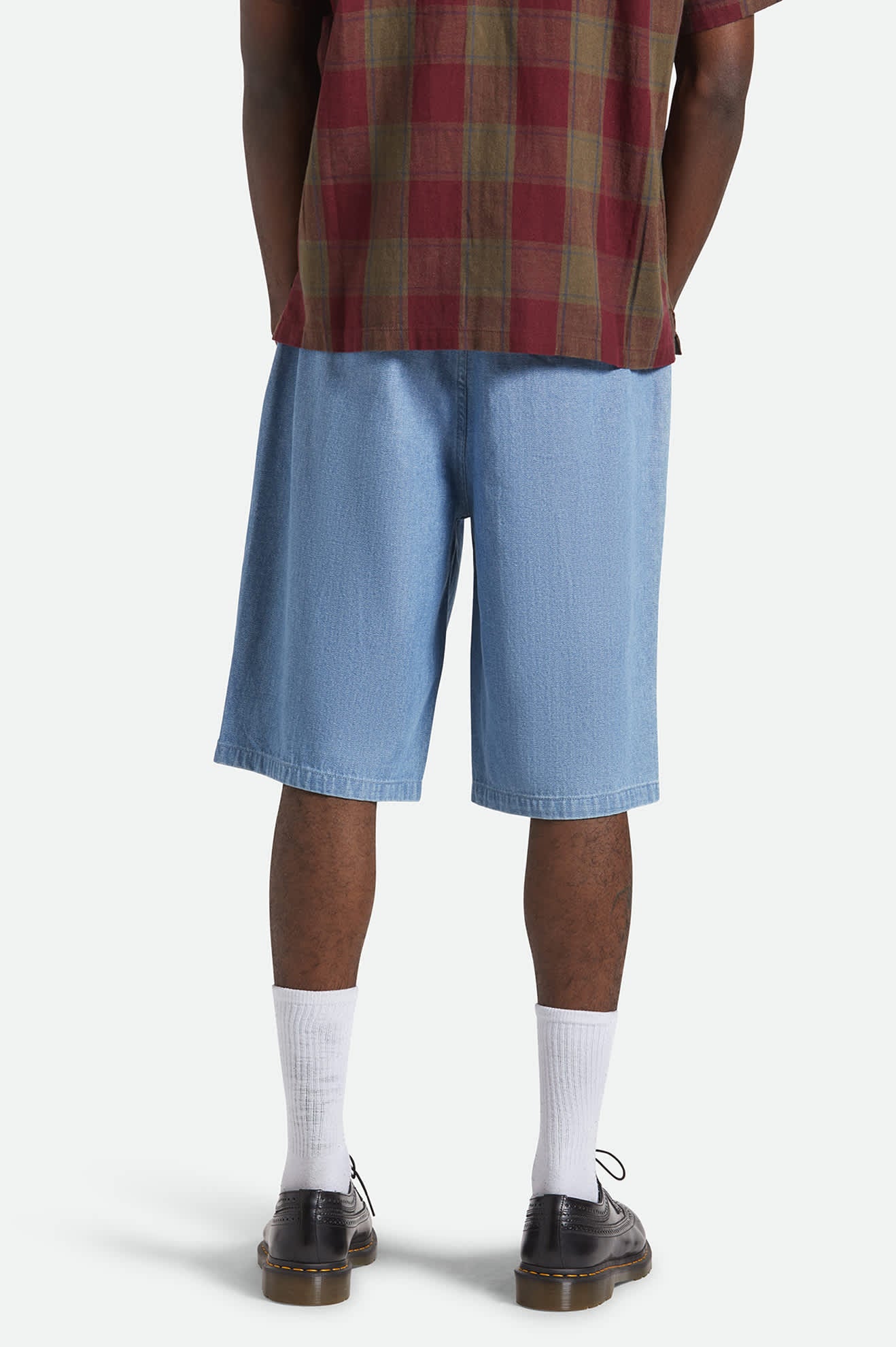 Choice Chino Baggy Short - Light Wash Denim Herringbone