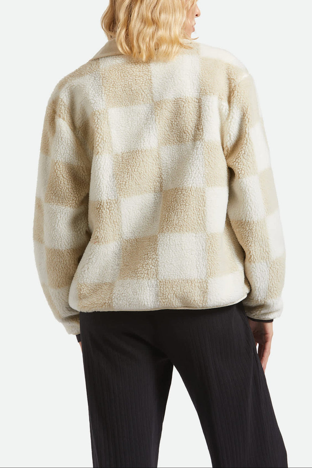 Women's Delilah Sherpa Jacket - White/Natural Finish Line Checker