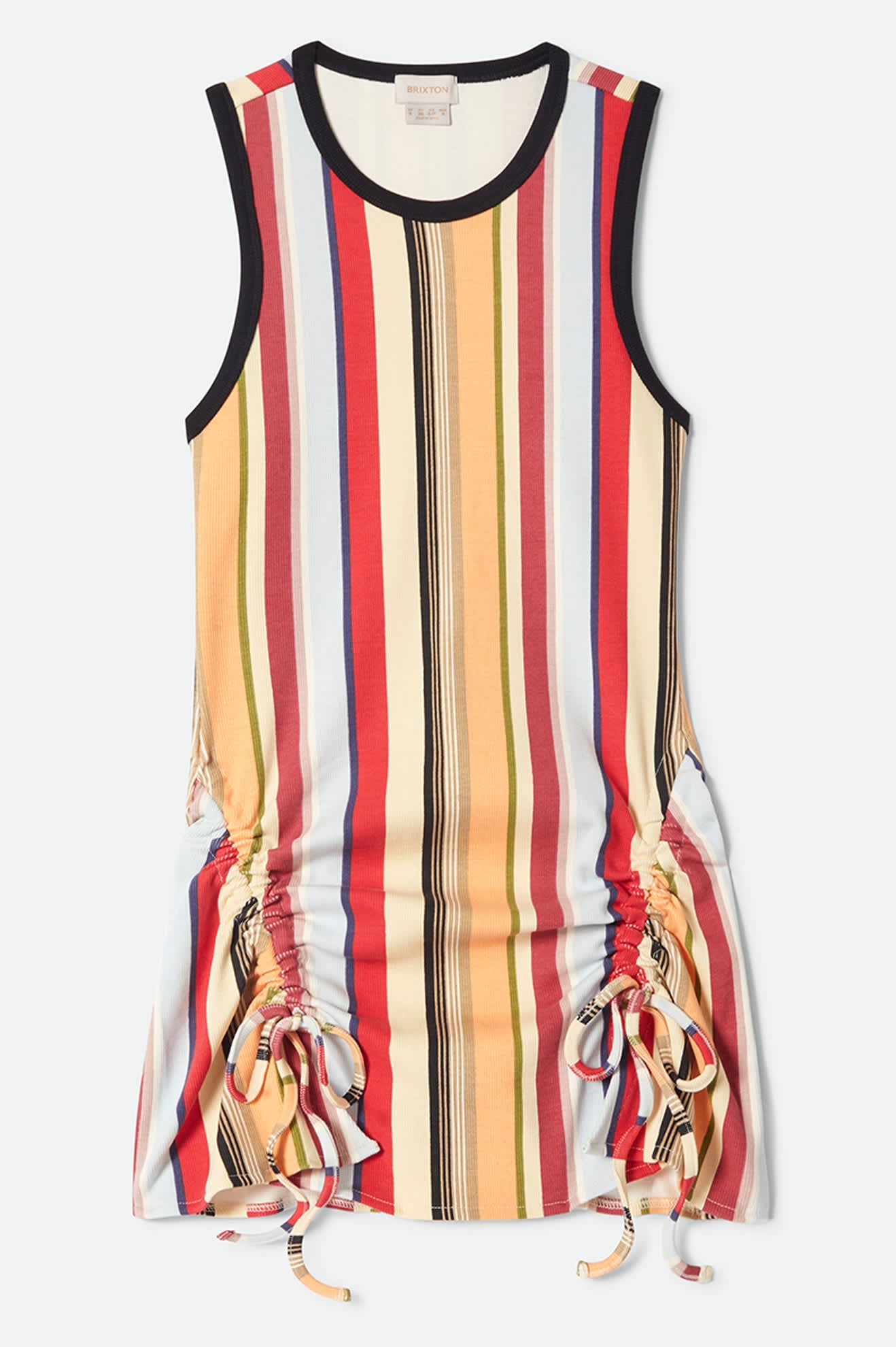 Ribbed Cinch Mini Dress - Peach Cobbler Multi Stripe
