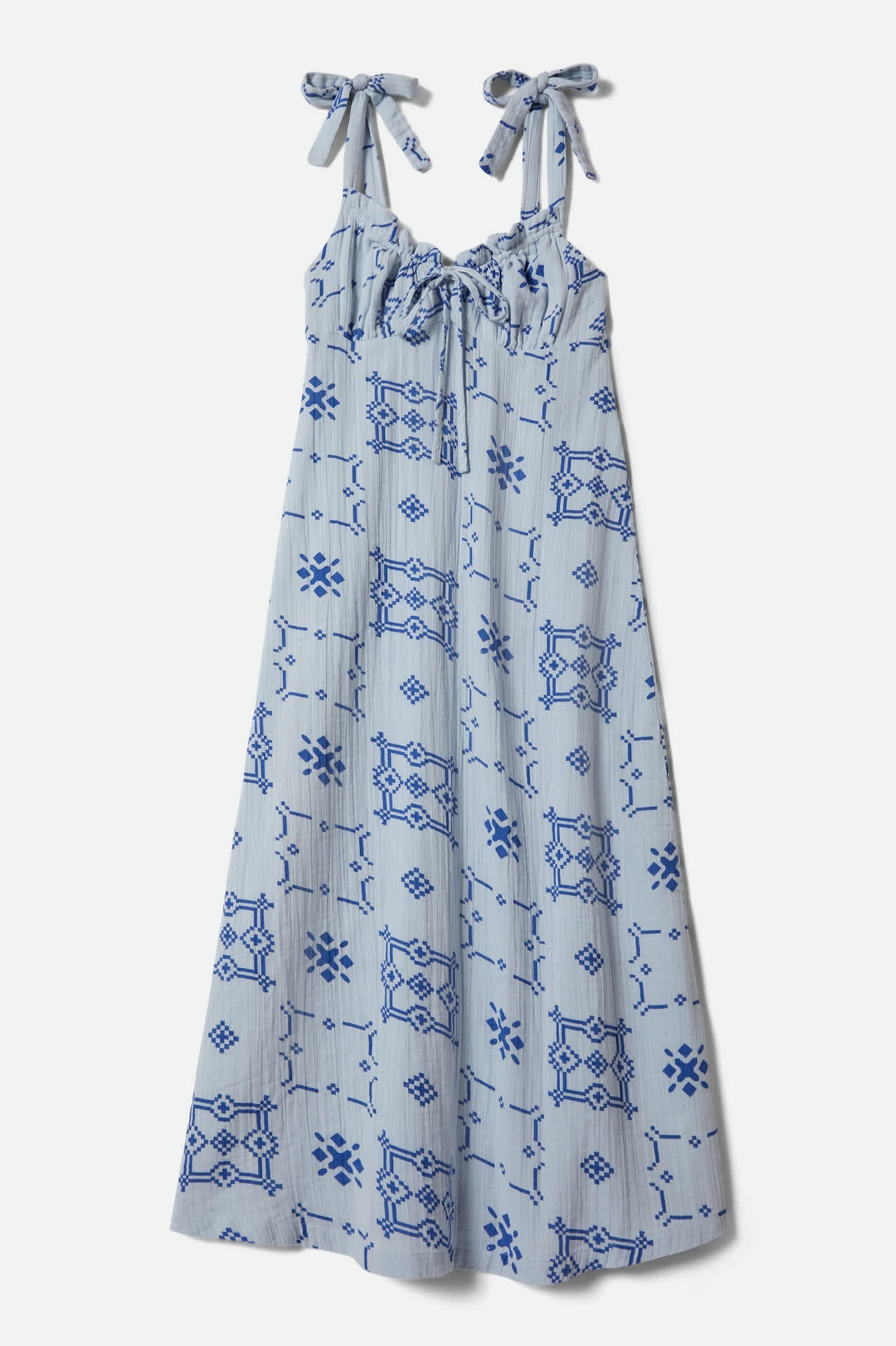 The Tie Dress - Aura Blue Tile Print