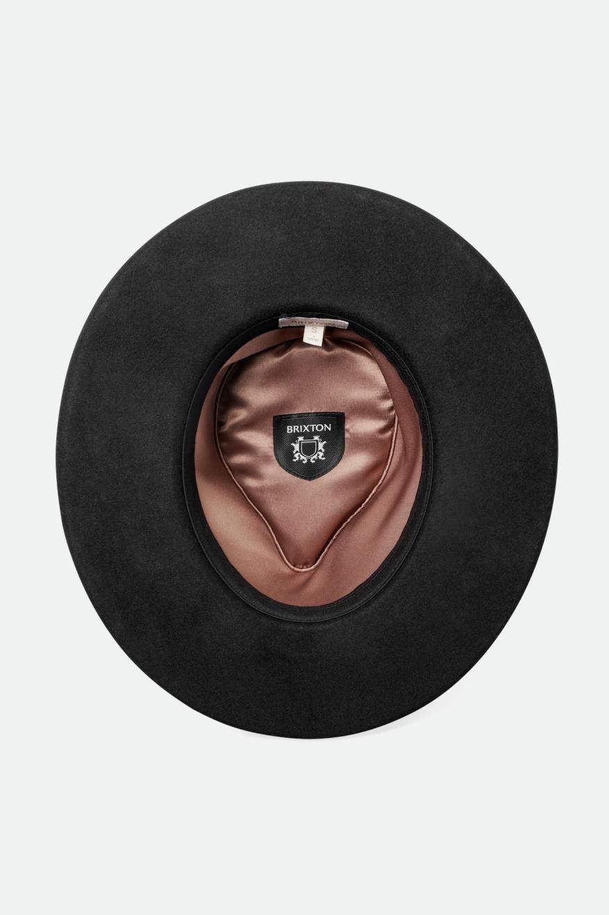 Victoria Felt Fedora - Black/Black Satin