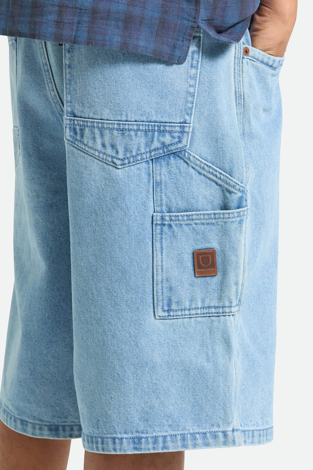 Builders Carpenter Baggy Short - Washed Blue Denim