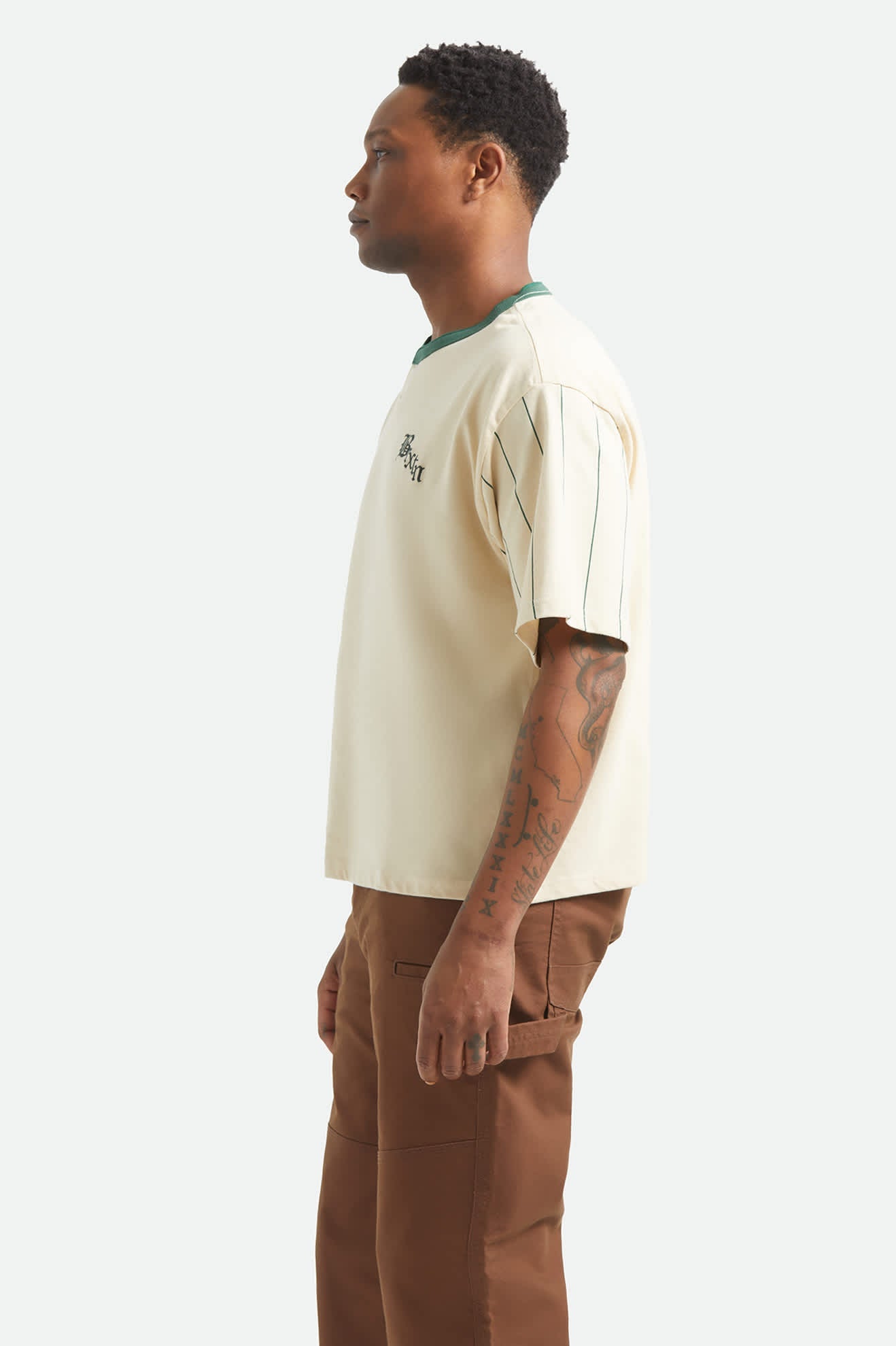 Boxy Short Sleeve Baseball T-Shirt - Whitecap/Primal Green